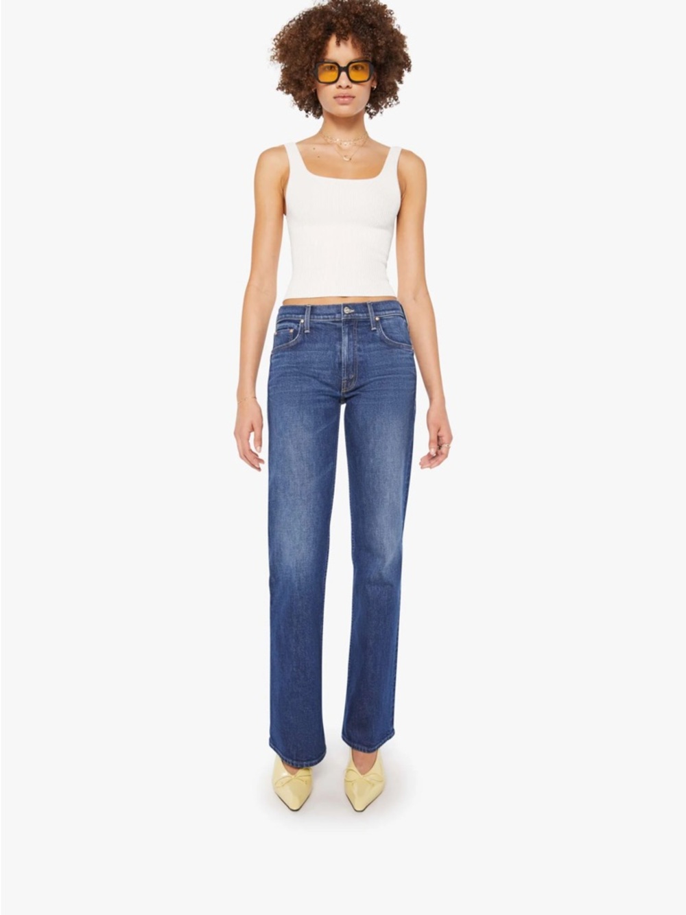MOTHER the bookie sneak, High-Rise Straight Leg Women's Jeans in Blue